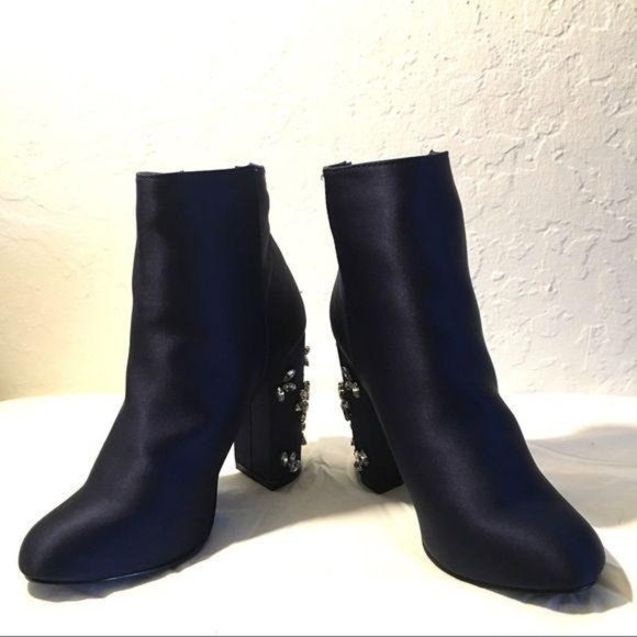 Satin RHINESTONE Heel BOOTIES - Picture 6 of 8